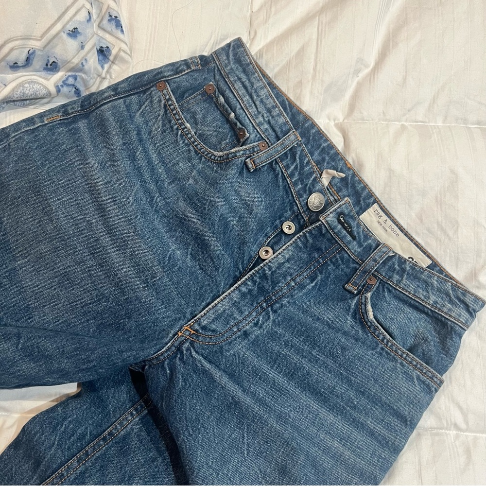 Rag & Bone Jeans Womens 26 Light Blue High Rise Straight Button Fly